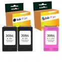 Compatible Pack HP 308XL Negro X2 + HP 308XL Tricolor Cartuchos de Tinta Alta Capacidad / Jumbo