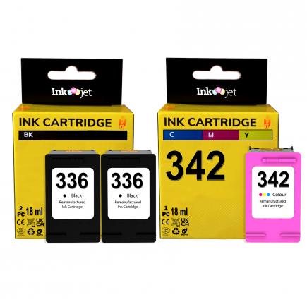 Compatible Pack HP 336 X2 Negro + HP 342 Tricolor Cartuchos de Tinta