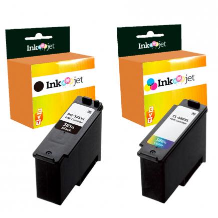 Compatible Pack PG585XL Negro + CL586XL Tricolor Cartuchos de Tinta para Pixma TS 7650i TS 7750i