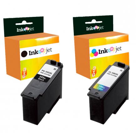 Compatible Pack PG595XL Negro + CL586XL Tricolor Cartuchos de Tinta para Pixma TS 4150i TS 6550i TS 7550i