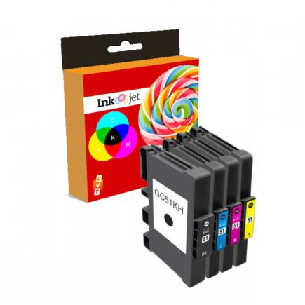 Compatible Pack x 4 Ricoh GC51 Cartuchos de Tinta Pigmentada para Ricoh SG3210, SG3210 DNw