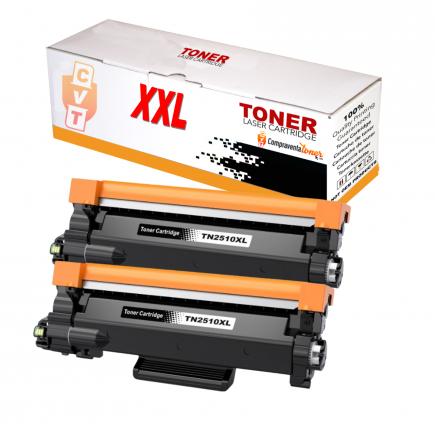 Compatible Pack x2 Brother TN2510XXL (5K) Negro Cartucho de Toner para HL-L2865DW / MFC-L2960DW / MFC-L2980DW
