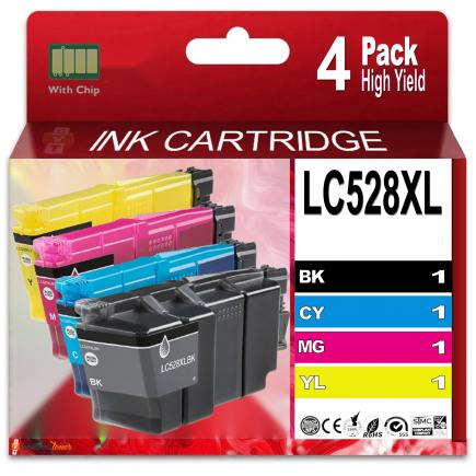 Compatible Pack x4 Brother LC-528XL / LC528XL Cartuchos de Tinta para Brother MFC-J6975DW MFC-J6977DW