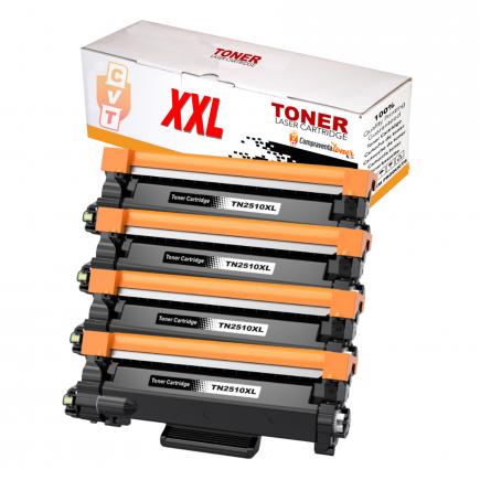 Compatible Pack x4 Brother TN2510XXL (5K) Negro Cartucho de Toner para HL-L2865DW / MFC-L2960DW / MFC-L2980DW