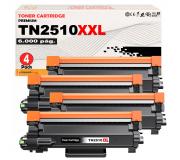 Compatible Pack x4 Brother TN2510XXL (6K) Negro Cartucho de Toner para DCP-L2610 / L2627 / L2660 / L2665 - HL-L2400 / L2445 / L2447 - MFC-L2800 / L2827 / L2860