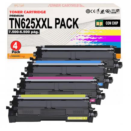 Compatible Pack x4 Brother TN625XXL Toner para Brother HL L8430, HL L8570, DCP L8630, MFC L8730, L8930, L8970, EX570