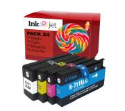 Compatible Pack x4 HP 712XL Cartuchos de Tinta 712 para HP DesignJet Studio 24 / 36 - DesignJet T210 / T230 / T250 / T630 / T650