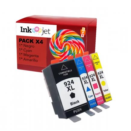 Compatible Pack x4 HP 924e XL Cartuchos de tinta para HP OfficeJet 8120 / 8120e / 8122e / 8123 / 8124e / 8125e / 8130 / 8130e / 8132e / 8133 / 8134e / 8135e / 8138e / 8139e