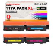 Compatible Pack x4 HP W2070A / W2071A / W2072A / W2073A XL 117A XL Cartuchos de Toner para HP Color Laser 150a, 150nw, MFP 178nw, 178nwg, 179fng, 179fnw, 179fwg