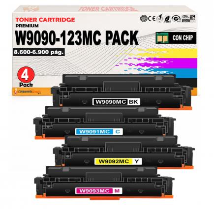 Compatible Pack x4 HP W9090MC W9091MC W9092MC W9093MC Cartuchos de Toner para HP Color LaserJet Managed E45028dn / MFP E47528f
