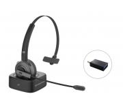 Conceptronic Auricular Mono Bluetooth con Microfono Giratorio y Flexible - Cancelacion de Ruido - Almohadilla Acolchada - Adaptador USB-C a USB-A
