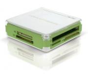 Conceptronic Hub de 3 Puertos USB y Lector de Tarjetas SD, MMC y tarjetas de memoria - Color Blanco/Verde