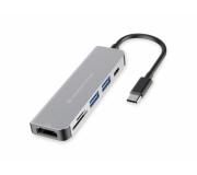 Conceptronic Hub Extensor USB-C 6 en 1 - HDMI / USB-C PD/ USB 3.0 -Lector de Tarjetas SD / Micro SD / TF - 5Gbps - Negro