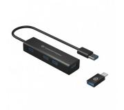 Conceptronic Hub USB-A 3.0 con 4x USB-A 3.0 + Adaptador USB-C - Carcasa de Aluminio