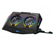 Conceptronic Soporte de Refrigeracion para Portatil hasta 17" - Pantalla LCD - Iluminacion RGB Ajustable - 2 Ventiladores Ultra Silenciosos - 4 Niveles de Altura