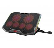 Conceptronic Soporte de Refrigeracion para Portatil hasta 17" - Pantalla LCD - Iluminacion RGB Ajustable - 6 Ventiladores Ultra Silenciosos - 5 Niveles de Altura