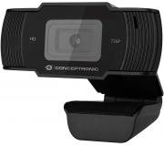 Conceptronic Webcam HD 720p USB 2.0 - Microfono Integrado - Enfoque Fijo - Cubierta de Privacidad - Angulo de Vision 90º - Cable de 1.50m
