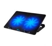 Cromad G900 Base de Refrigeracion para Portatil hasta 15.6" USB - 2 Ventiladores - Luz LED Azul - Inclinacion Ajustable - 2 Puertos USB