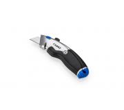 Dahle 10890 Heavy Duty Cuter con Cuchilla Trapezoidal de Acero al Carbono SK5 - Cortador de Cinta de Embalaje - Cuerpo Metalico - Mango Ergonomico con Agarre de Goma