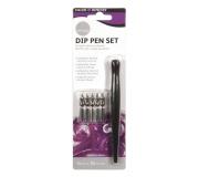Daler Rowney Simply Pack de 1 Porta Pluma y 5 Plumillas - Color Negro