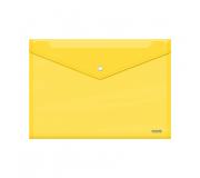 Dohe Sobre con Cierre de Broche - Tamaño Folio Plus Apaisado - Polipropileno Cristal Transparente 150 Micras - Color Amarillo
