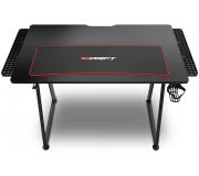 Drift DZ75 Mesa Gaming - Tablero Laminado en Fibra de Carbono - Soporte para Auriculares y Portavasos - Patas Ajustables - Alfombrilla Incluida - Tablero 110x60cm -