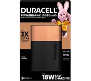 Duracell Bateria Externa/Power Bank 10050mAh PD 18W y QC 3.0 - 1x USB-A, 1x USB-C - Indicadores Led - 2 Dispositivos Simultaneamente