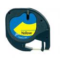 Compatible Dymo Letratag S0721620 Cinta de Etiquetas para Rotuladora - Texto negro sobre fondo amarillo - Ancho 12mm x 4 metros (91202)