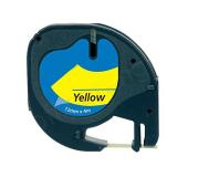 Compatible Dymo Letratag S0721620 Cinta de Etiquetas para Rotuladora - Texto negro sobre fondo amarillo - Ancho 12mm x 4 metros (91202)