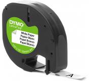 Dymo LetraTag S0721510 Cinta de Etiquetas Original para Rotuladora - Texto negro sobre fondo blanco - Ancho 12mm x 4 metros (91200)