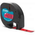 Dymo LetraTag S0721630 Cinta de Etiquetas Original para Rotuladora - Texto negro sobre fondo rojo - Ancho 12mm x 4 metros (91203)