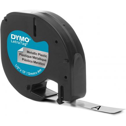 Ruban Compatible Dymo Letratag - Noir Sur Fond Métallique, Neuf, Pour étiqueteuse