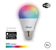 Elbat Bombilla LED Smart Wi-Fi A60 E27 9W 806lm RGB - Temperatura 2700K a los 6000K - Control de Voz - Control Remoto - 3 Modos de Color: Frio, Natural y Calido
