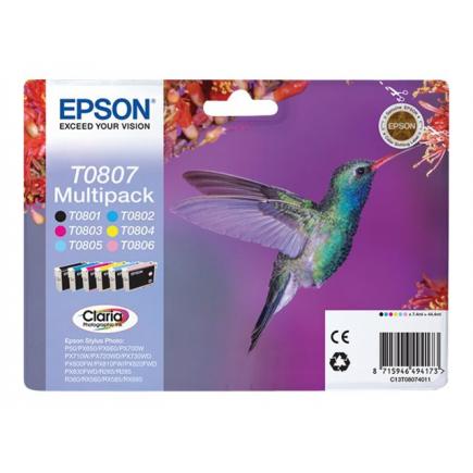 Epson T0807 Pack de 6 Cartuchos de Tinta Originales - C13T08074011