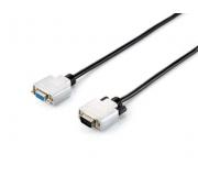 Equip Cable VGA Alargador 1 x HD15 VGA Macho - 1 x HD15 VGA Hembra - Carcasas Metalicas - Tornillos Moleteados - Longitud 10 m. - Color Negro