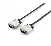 Equip Cable VGA Alargador 2 x HDB15 VGA Macho - Carcasas Metalicas - Tornillos Moleteados - Longitud 10 m. - Color Negro