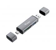 Equip Lector de Tarjetas SD/MicroSD hasta 2TB con Conectores USB-A y USB-C - Carcasa de Aluminio