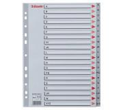 Esselte Abecedarios de Plastico con Caratula Indice A4 - PP - Tipo A-Z - Cartulina Indice: Carton Gris - Material PP - Tamaño A4 - Multitaladro - Presentacion en Bolsa Individual - Color Gris