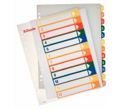 Esselte Indices Proyectos Imprimibles A4 Maxi PP Tipo 1-12 Multicolor Material PP Rigido 300 Micras Portada 350 Micras Tamaño A4 Maxi