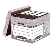Fellowes Bankers Box Contenedor de Archivos - Montaje Automatico Fastfold - Carton Reciclado Certificacion FSC - Color Gris