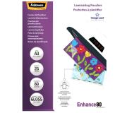 Fellowes Pack de 25 Fundas para Plastificar Brillo A3 - 80 Micras - Alta Calidad - Transparente