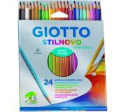 Giotto Stilnovo Acquarell Pack de 24 Lapices de Colores Acuarelables Hexagonales - Mina 3.3 mm - Madera - Colores Surtidos