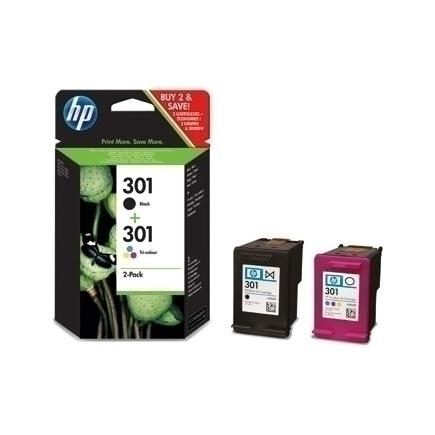 HP 301 Negro + Color Pack de 2 Cartuchos de Tinta Originales - N9J72AE