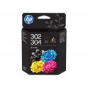 HP 302 / 304 Negro + Color Pack de 2 Cartuchos de Tinta Originales - B82L1AE / X4D37AE / 3JB05AE