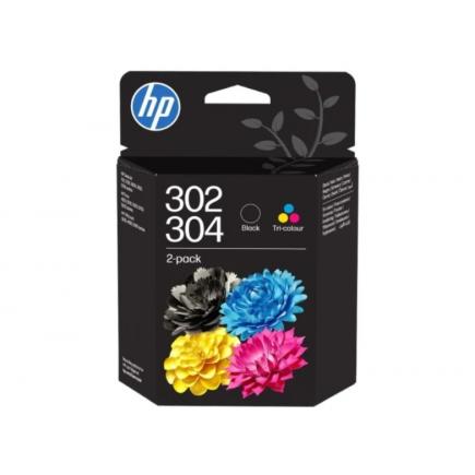 HP 302 / 304 Negro + Color Pack de 2 Cartuchos de Tinta Originales - B82L1AE / X4D37AE / 3JB05AE