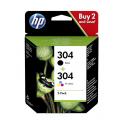 HP 304 Negro + Color Pack de 2 Cartuchos de Tinta Originales - 3JB05AE