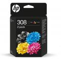 HP 308 Negro + Color Pack de 2 Cartuchos de Tinta Originales - 6L6S6UE