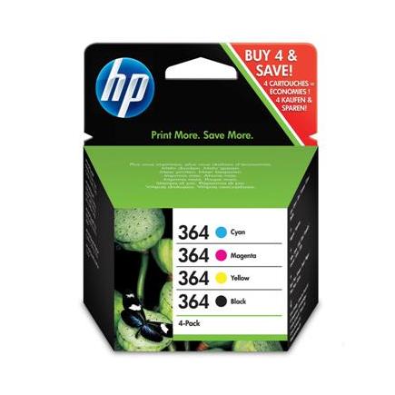 HP 364 Pack de 4 Cartuchos de Tinta Originales - N9J73AE