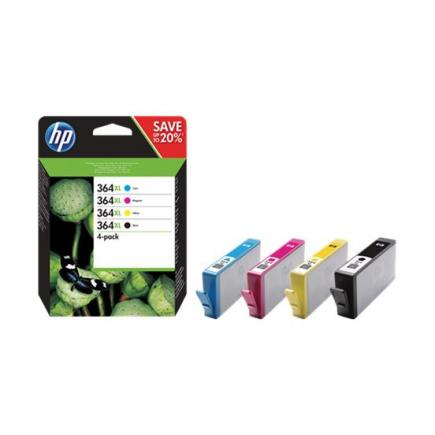 HP 364XL Pack de 4 Cartuchos de Tinta Originales - N9J74AE