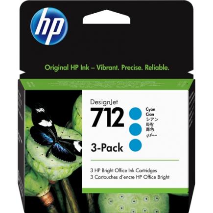 HP 712 Cyan Pack de 3 Cartuchos de Tinta Originales - 3ED67A